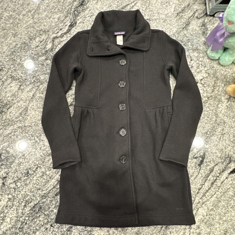Patagonia Better Sweater‎ Fleece Coat Women's S Black Button Up Pea Coat Jacket